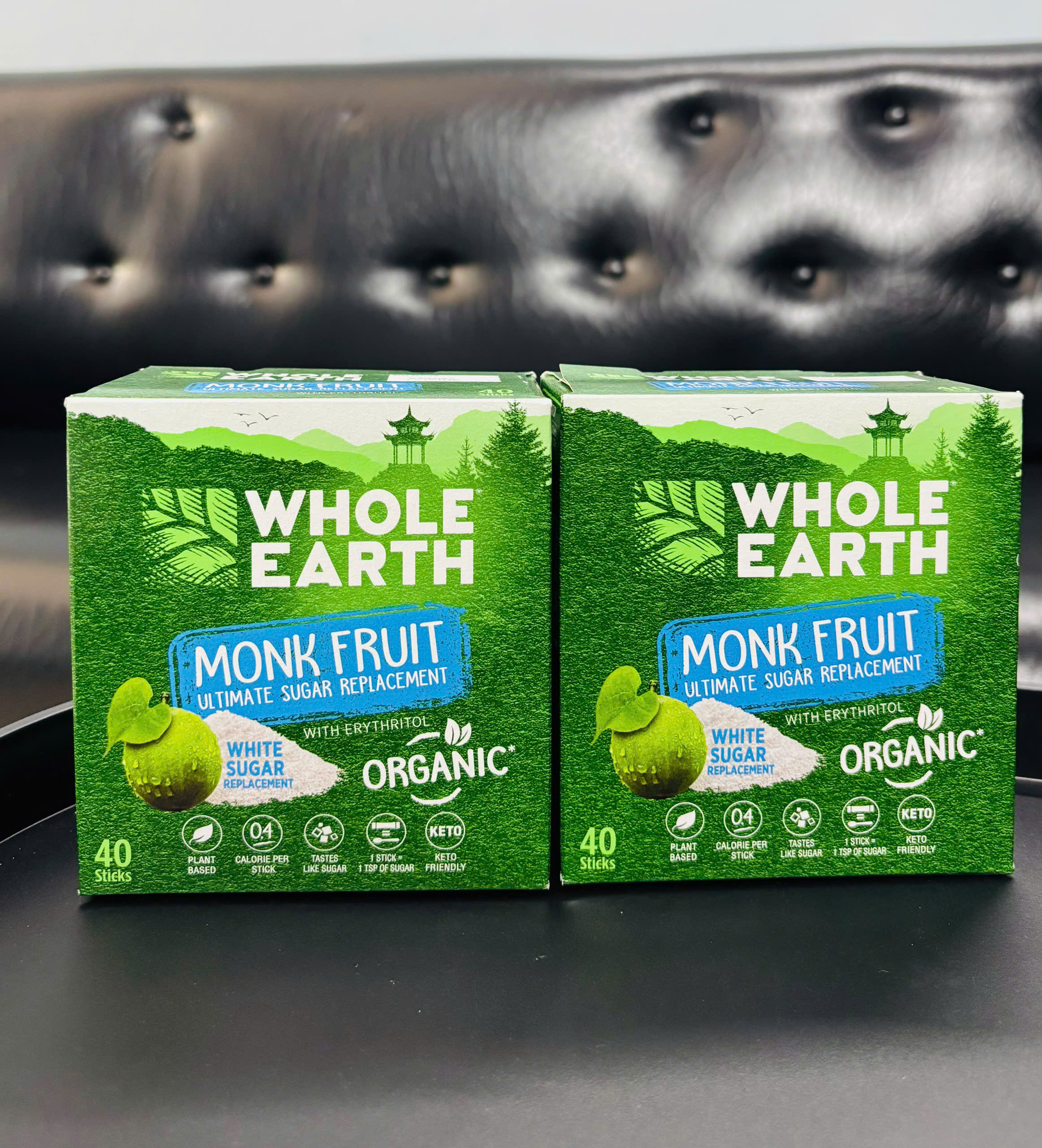 Whole Earth Monk Fruit đường ăn kiêng hữu cơ chiết xuất từ quả la hán kết kợp Erythritol 40 thanh x 1.5g (04/27)