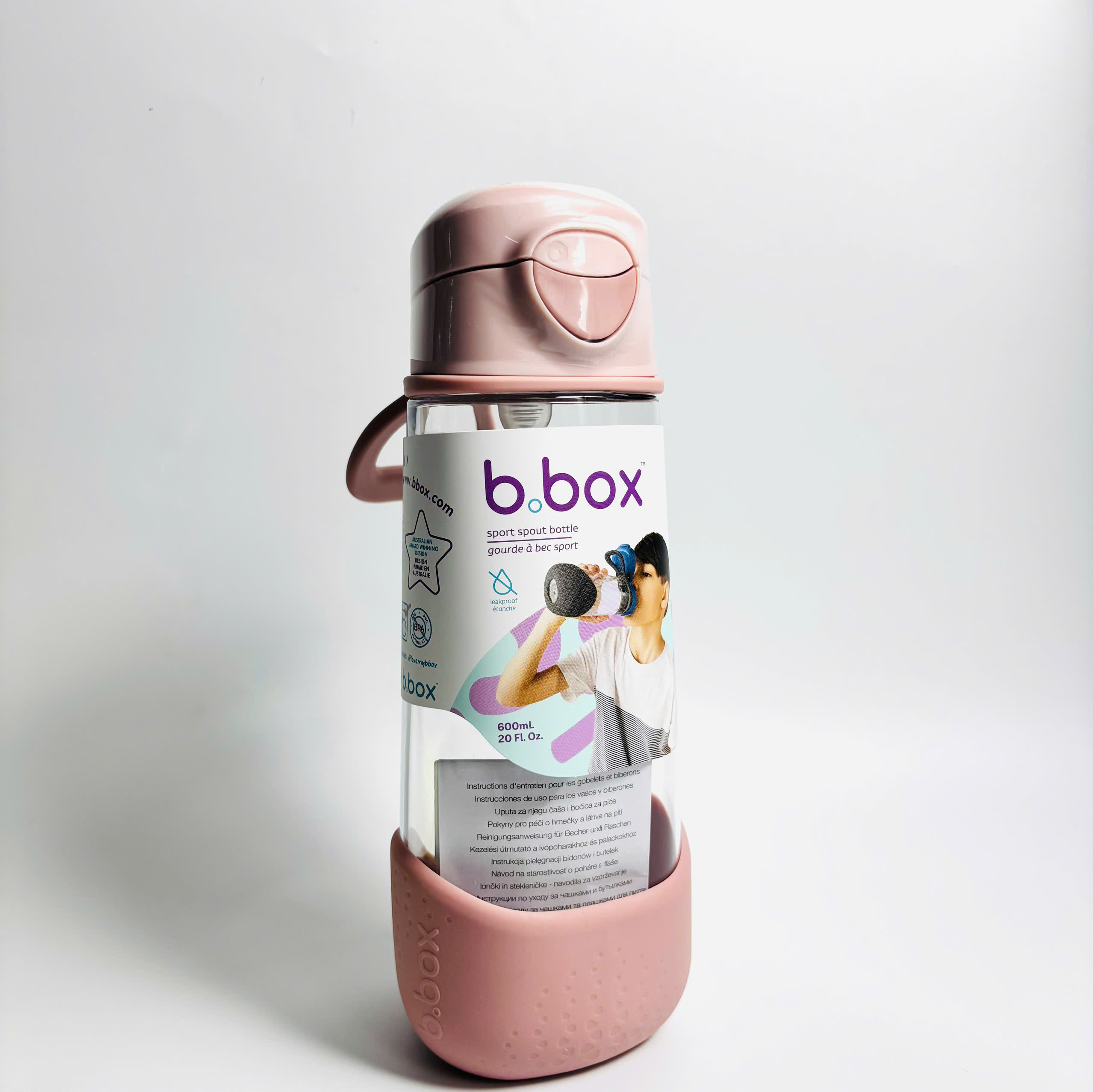 BBOX sport spout bottle - blush crush bình nước thể thao trong suốt nắp bật 600ml