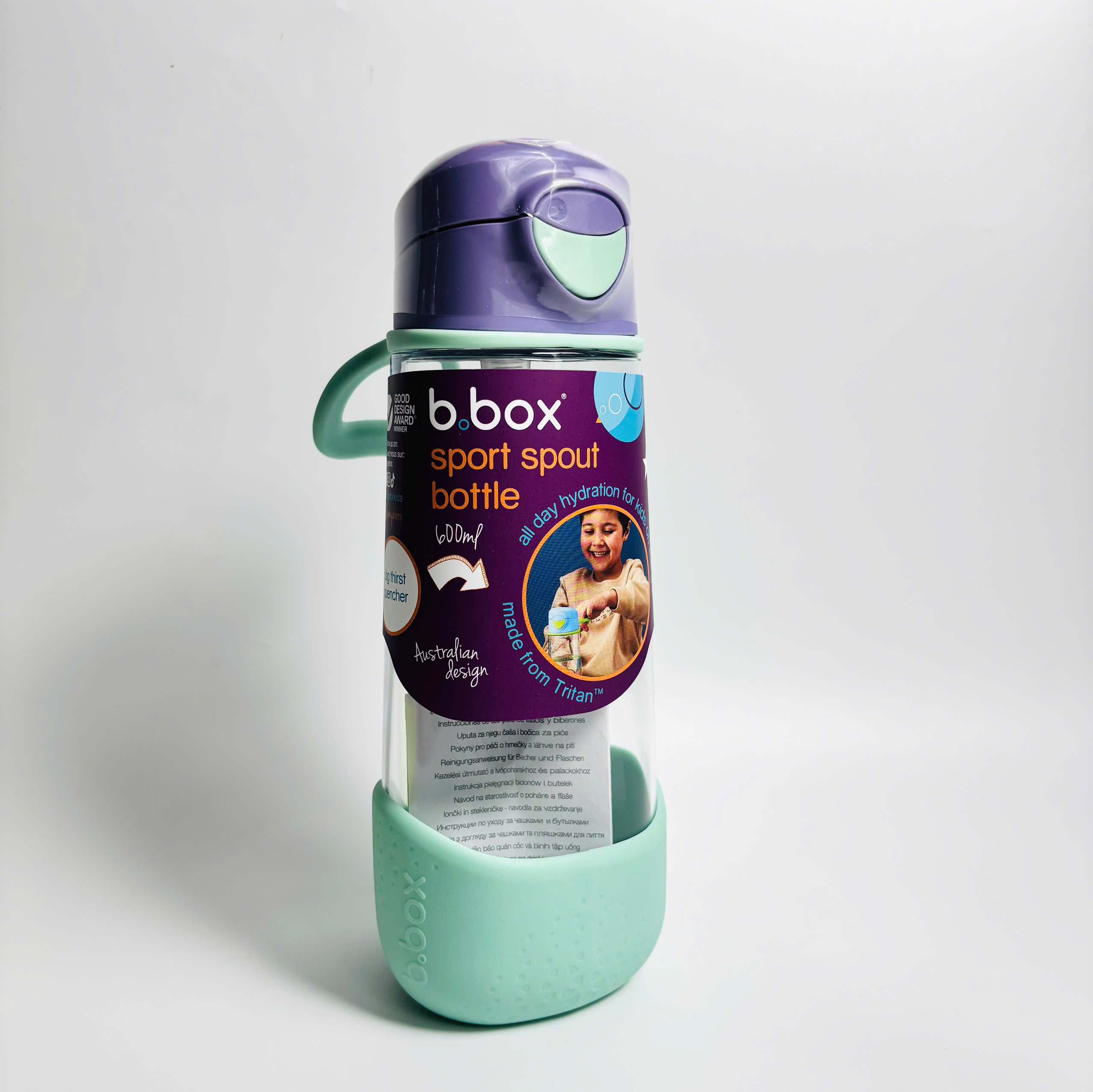 BBOX sport spout bottle - blush crush bình nước thể thao trong suốt nắp bật 600ml