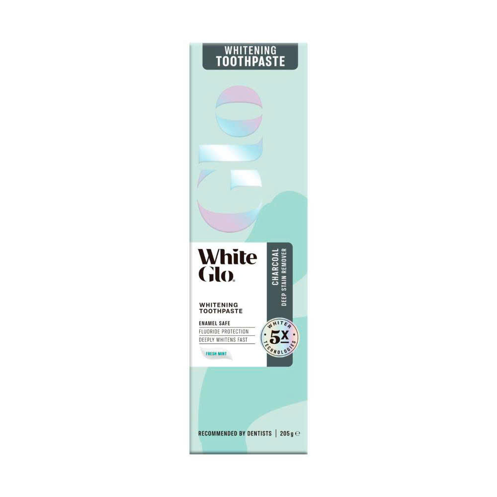 White Glo Whitening Toothpaste Charcoal Deep Stain Remover kem đánh răng làm trắng - than hoạt tính 205g (2029)