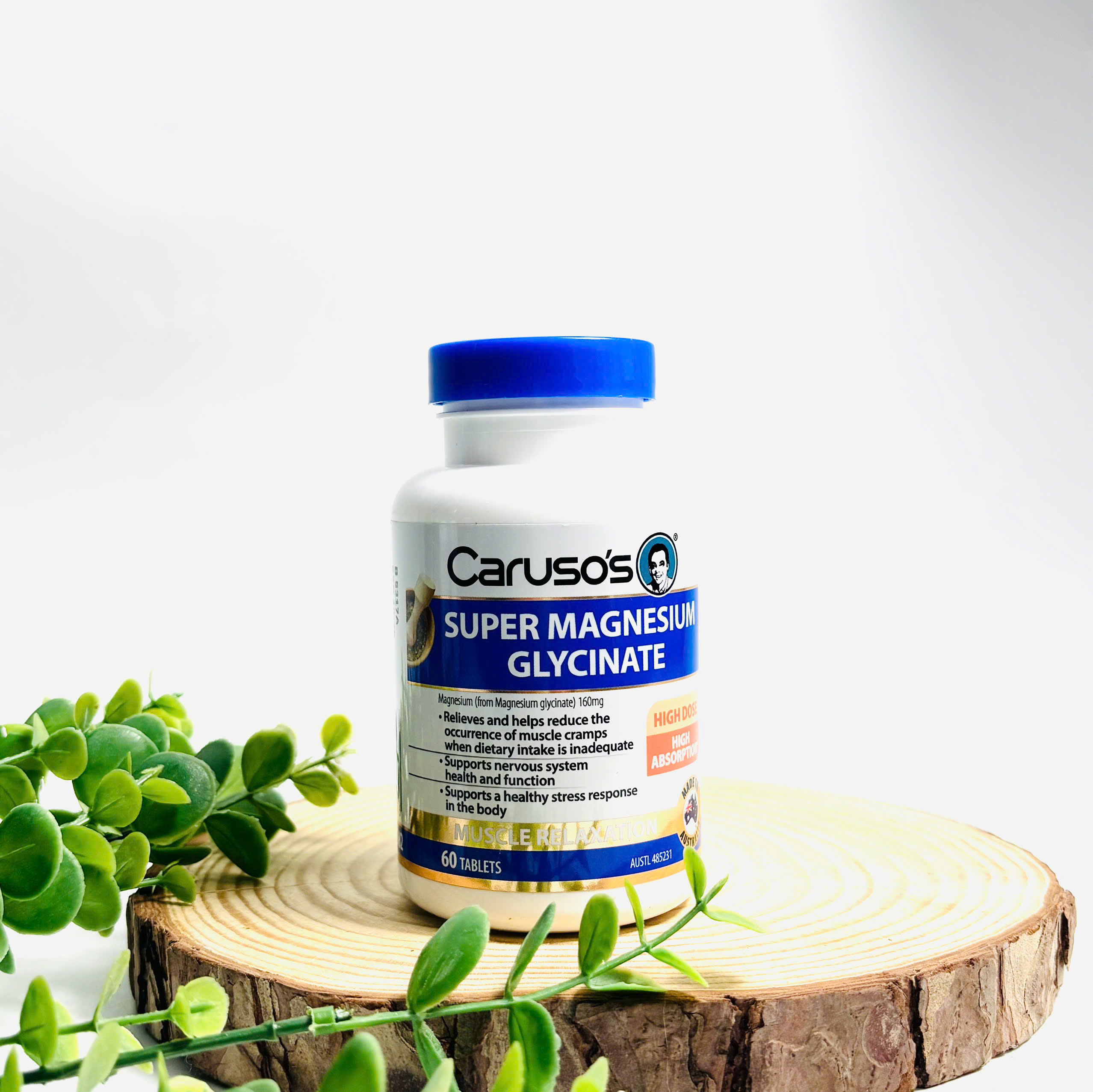 Caruso's Super Magnesium Glycinate viên uống bổ sung Magie khả năng hấp thụ cao 60v (10/28)