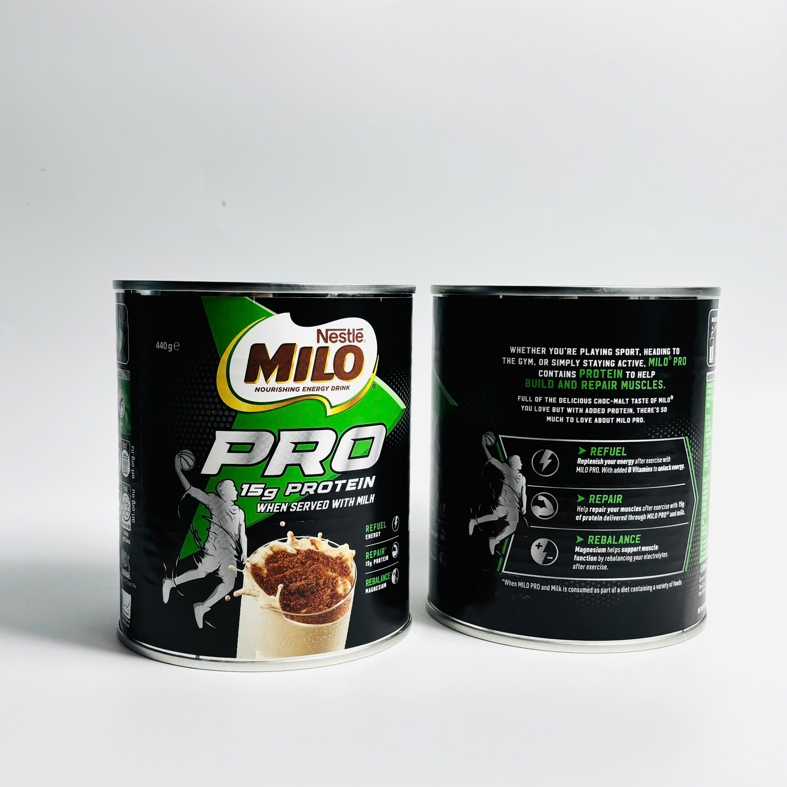 Milo Protein Chocolate Malt Powder Hot or Cold Drink milo giàu đạm protein 440g (03/27)