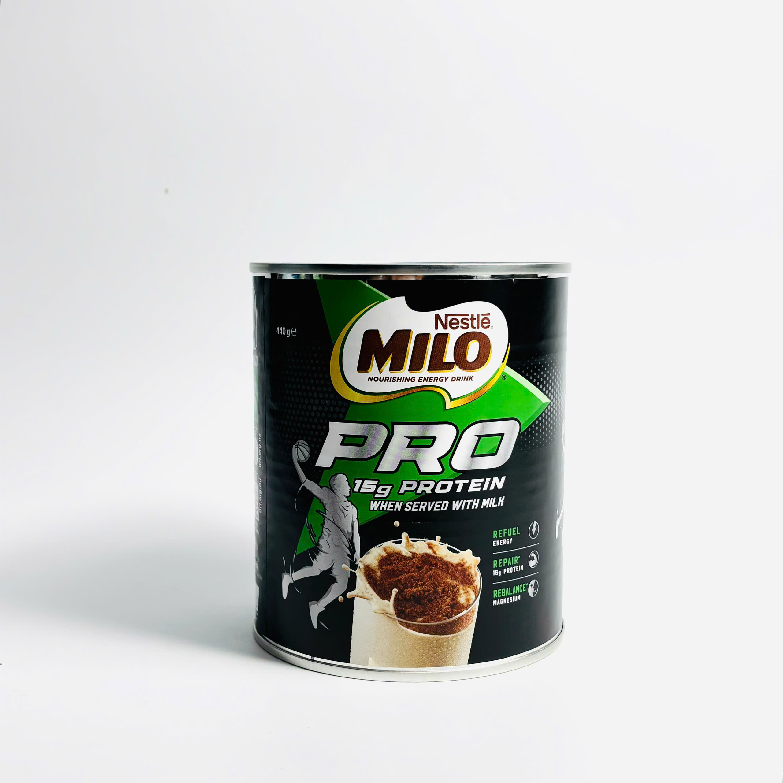 Milo Protein Chocolate Malt Powder Hot or Cold Drink milo giàu đạm protein 440g (03/27)