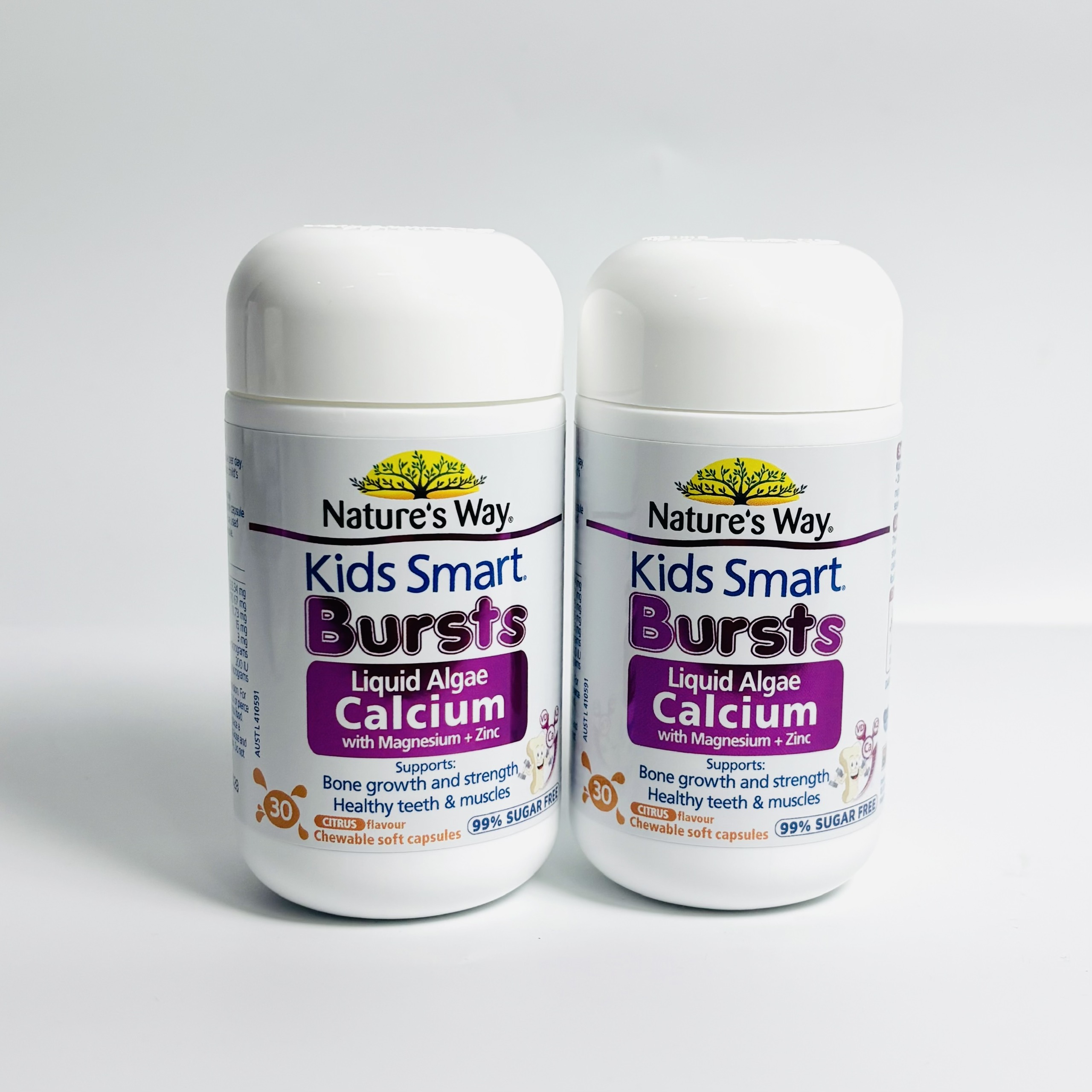 Nature's Way Kids Smart Bursts Calcium tổ ong tảo biển đỏ bổ sung canxi, magie, kẽm hỗ trợ phát triển xương, răng chắc khỏe 30v (04/28)