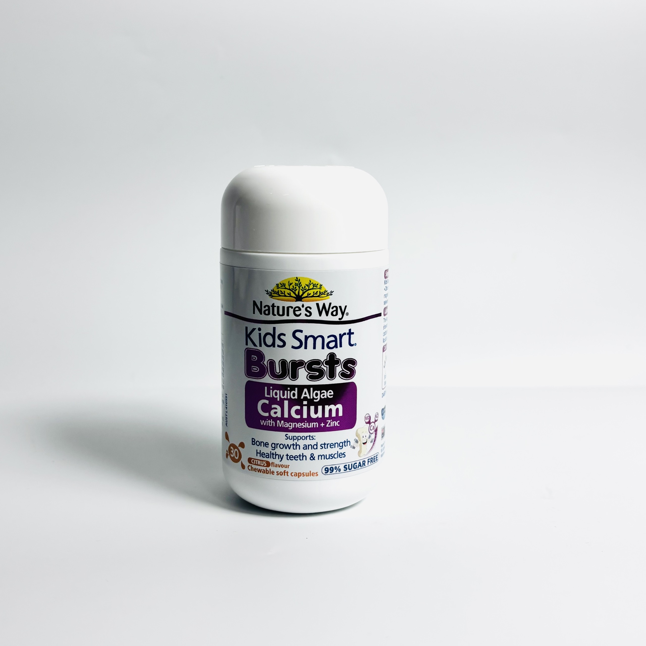 Nature's Way Kids Smart Bursts Calcium tổ ong tảo biển đỏ bổ sung canxi, magie, kẽm hỗ trợ phát triển xương, răng chắc khỏe 30v (04/28)