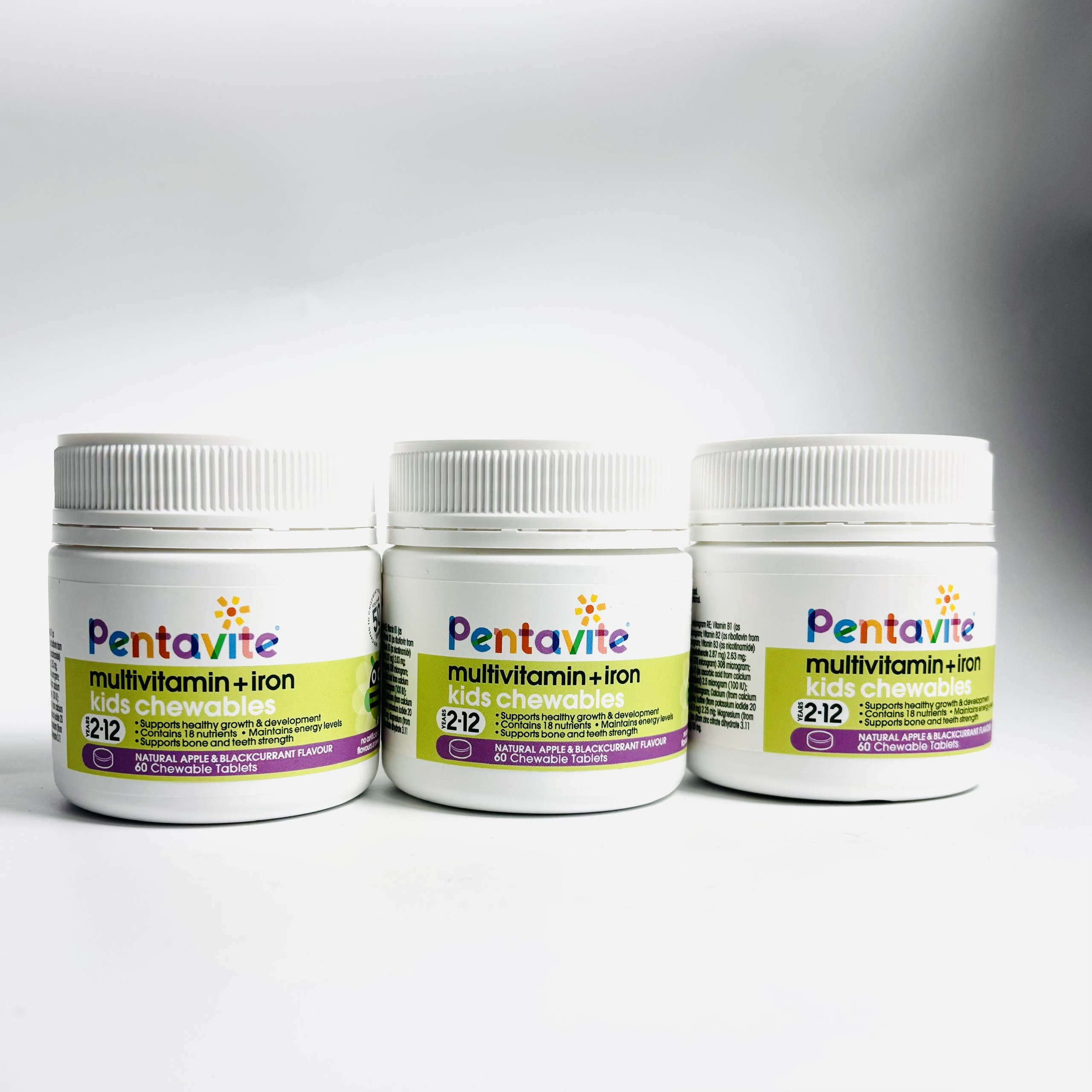 Pentavite Multivitamin + Iron Kids Chewables viên nhai bổ sung 18 loại vitamin và sắt từ 2 tuổi 60v (08/27)