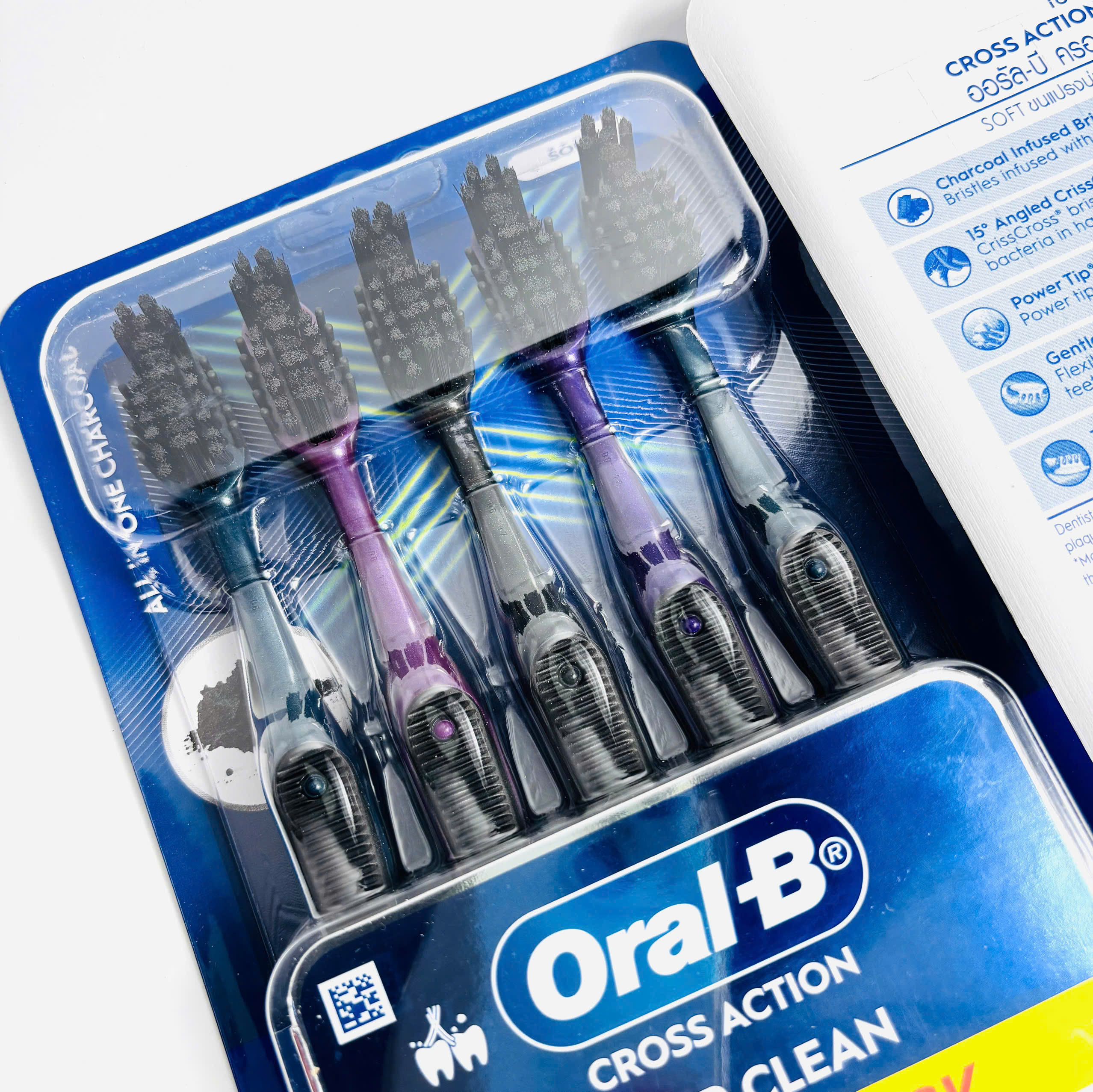 Oral-B Toothbrush Cross Action All in One Charcoal set bàn chải đánh răng than hoạt tính 10 cây