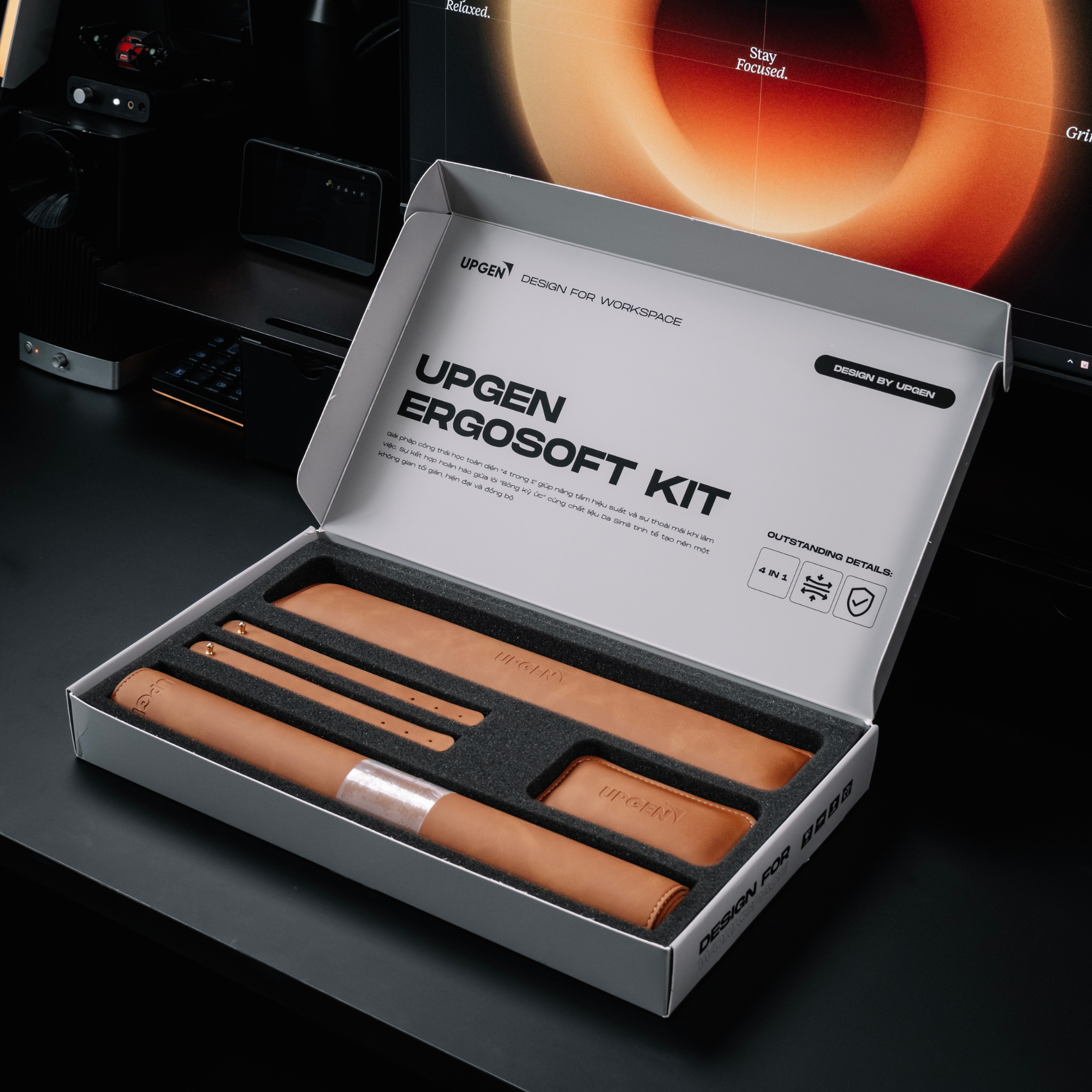 Bộ Phụ Kiện Kê Tay - Lót Chuột 4 Trong 1 Upgen ErgoSoft Kit - Seamless Comfort, Organized Focus