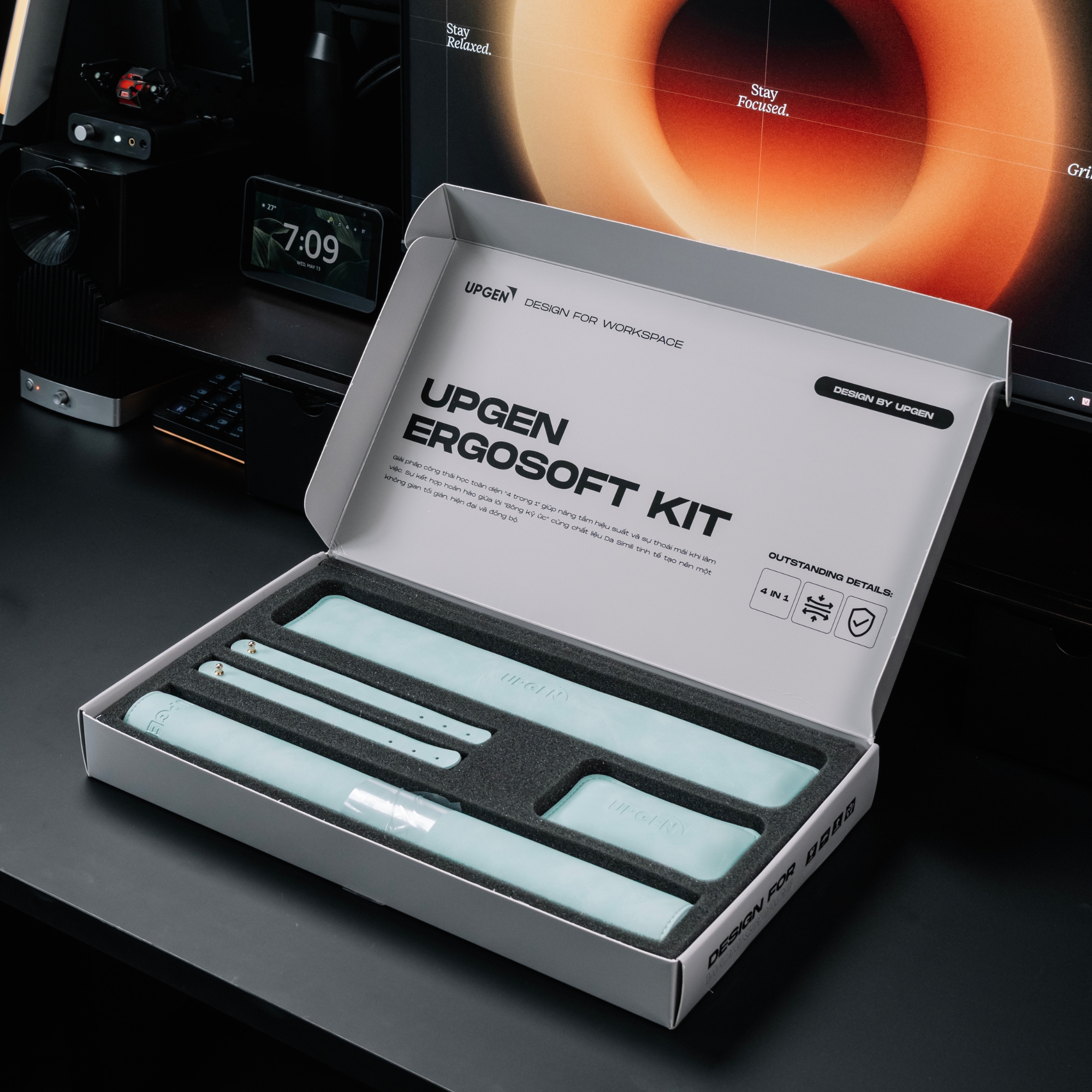 Bộ Phụ Kiện Kê Tay - Lót Chuột 4 Trong 1 Upgen ErgoSoft Kit - Seamless Comfort, Organized Focus