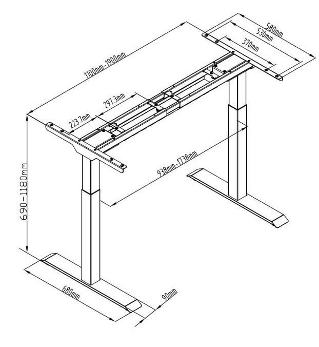 Khung Bàn Nâng Hạ Điện Động Cơ Kép Upgen ET123