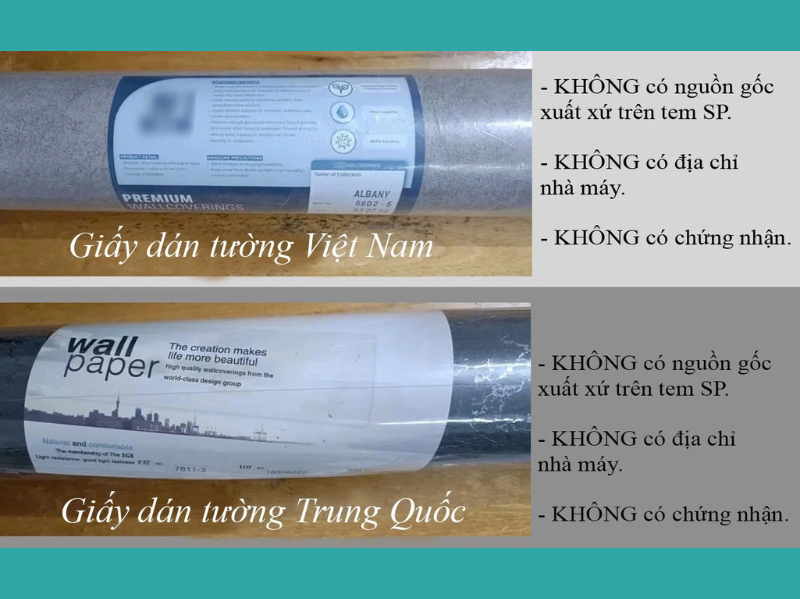 Phân biệt giấy dán tường Hàn Quốc và giấy dán tường giả sản xuất tại Trung Quốc, Việt Nam