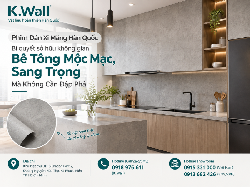 Phim Dán Xi Măng Hàn Quốc Bí Quyết Sở Hữu Không Gian Bê Tông Mộc Mạc, Sang Trọng Mà Không Cần Đập Phá