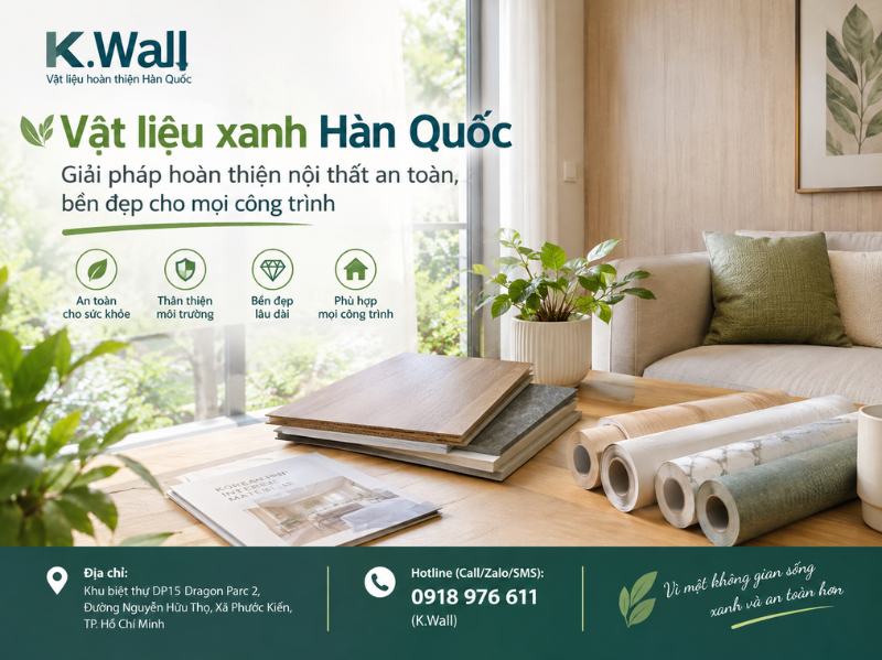 Vật liệu xanh Hàn Quốc Giải pháp hoàn thiện nội thất an toàn, bền đẹp cho mọi công trình