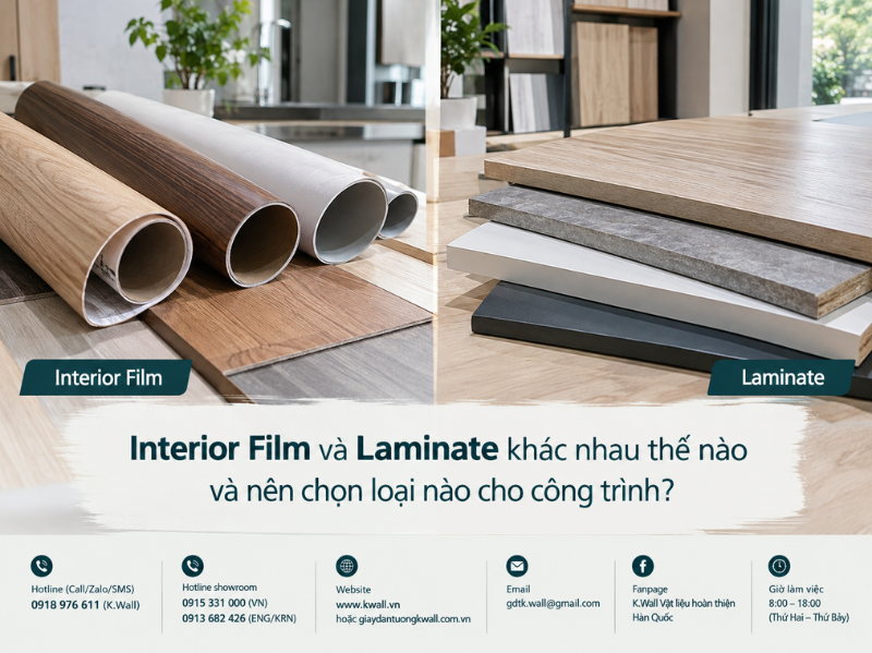Interior Film và Laminate khác nhau thế nào và nên chọn loại nào cho công trình?
