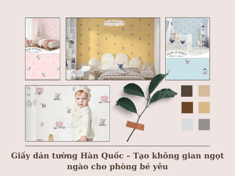 Giấy dán tường Hàn Quốc phòng trẻ em dễ thương