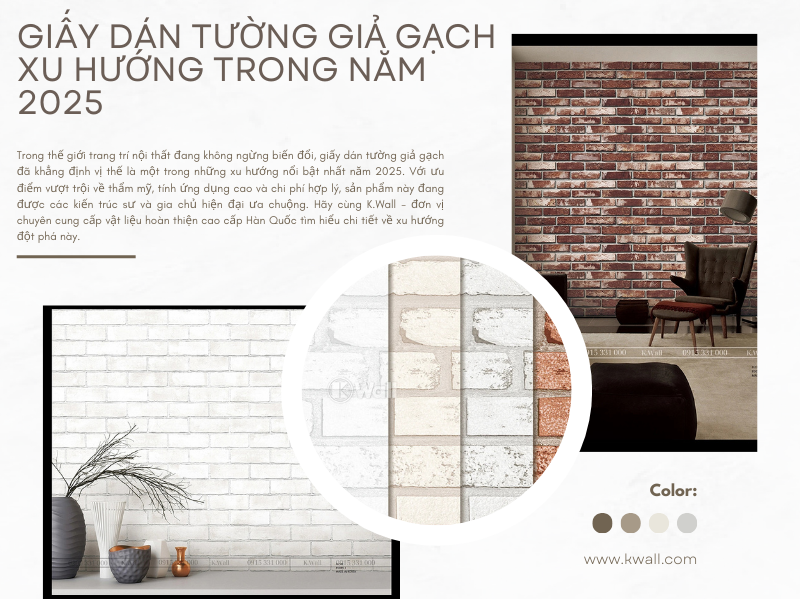 Giấy dán tường giả gạch xu hướng trong năm 2025