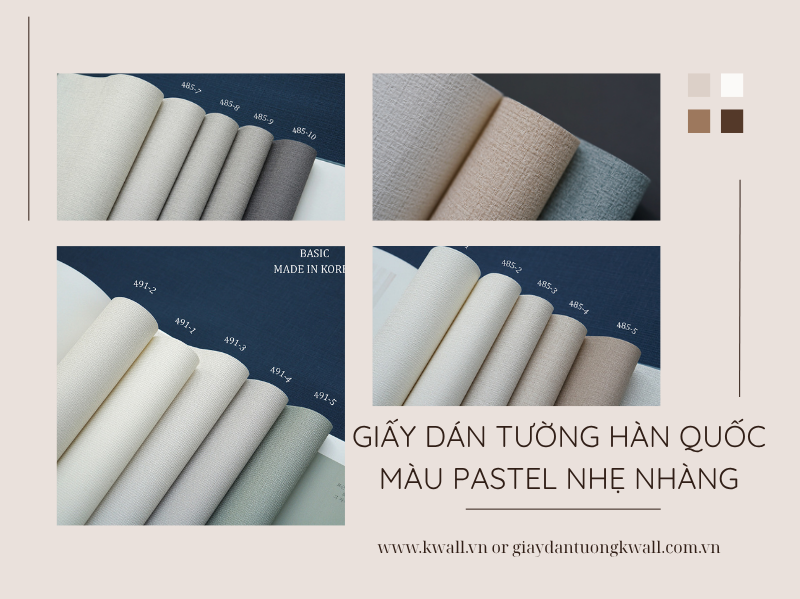 Giấy dán tường Hàn Quốc màu pastel nhẹ nhàng