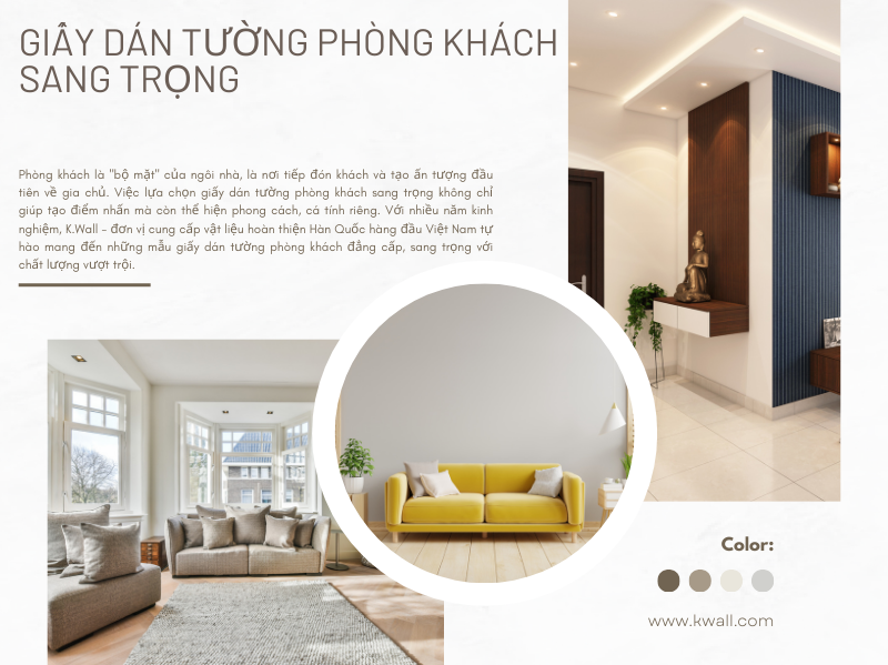 Giấy dán tường phòng khách sang trọng