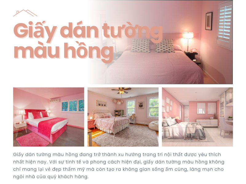 Giấy dán tường màu hồng