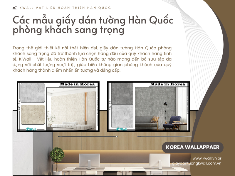 Các mẫu giấy dán tường Hàn Quốc phòng khách sang trọng