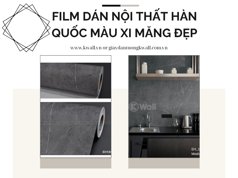 Film dán nội thất Hàn Quốc màu xi măng đẹp