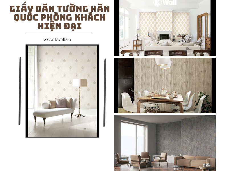 Giấy dán tường Hàn Quốc phòng khách hiện đại
