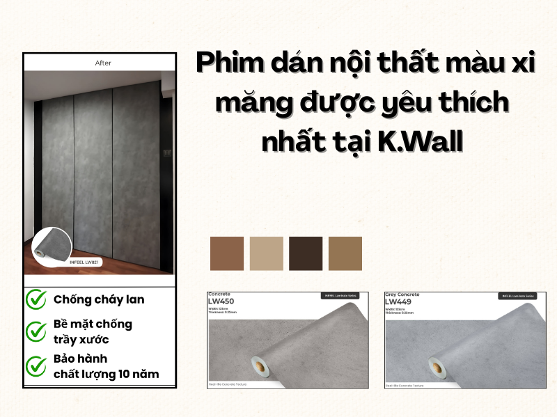 phim dán nội thất màu xi măng được yêu thích nhất tại K.Wall