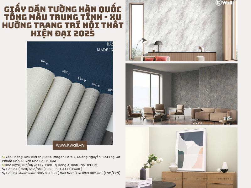 Giấy dán tường Hàn Quốc tông màu trung tính