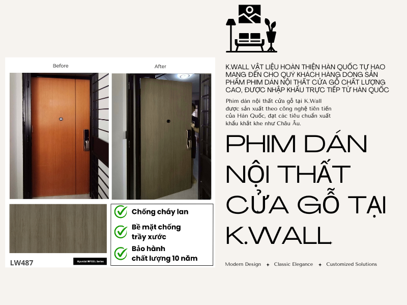 phim dán nội thất cửa gỗ tại K.Wall