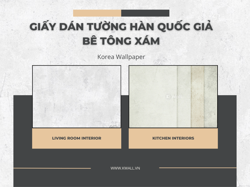 Giấy dán tường Hàn Quốc giả bê tông xám