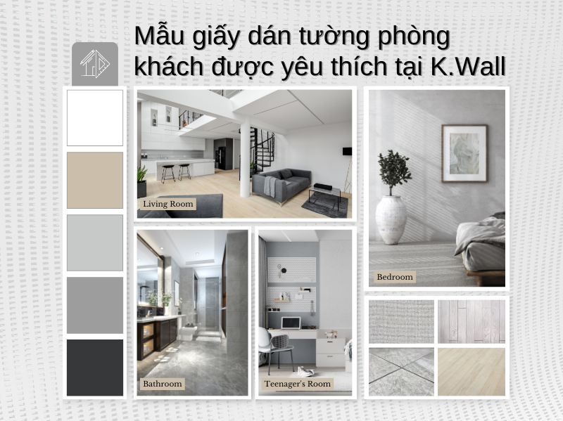 Mẫu giấy dán tường phòng khách được yêu thích tại K.Wall