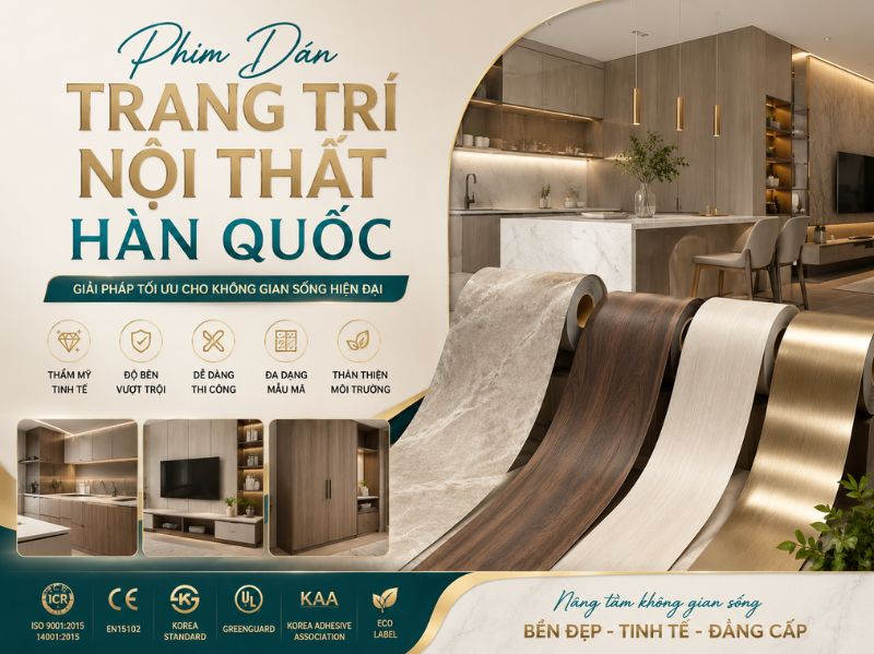 Phim Dán Trang Trí Nội Thất Hàn Quốc – Giải Pháp Nâng Tầm Không Gian Sống Chuẩn Xuất Khẩu Châu Âu