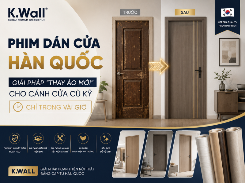 Phim Dán Cửa Hàn Quốc Giải Pháp Thay Áo Mới Cho Cánh Cửa Cũ Kỹ Chỉ Trong Vài Giờ