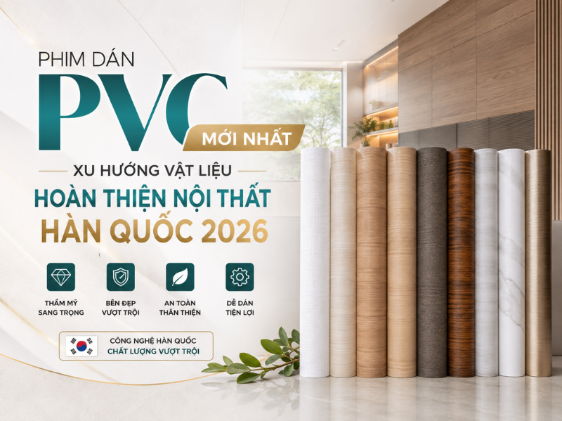 Phim Dán PVC Mới Nhất – Xu Hướng Vật Liệu Hoàn Thiện Nội Thất Hàn Quốc 2026