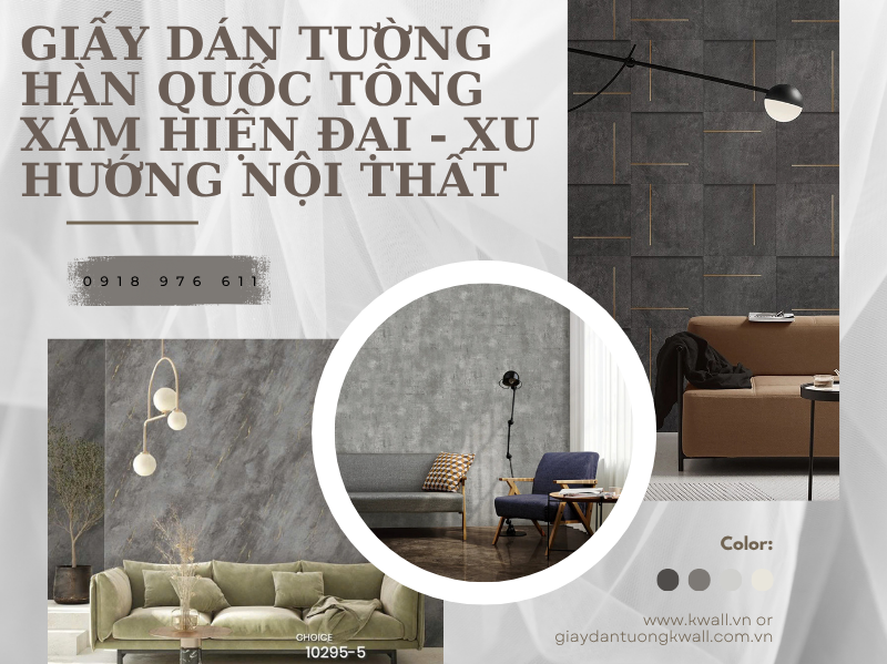 Giấy dán tường Hàn Quốc tông xám hiện đại