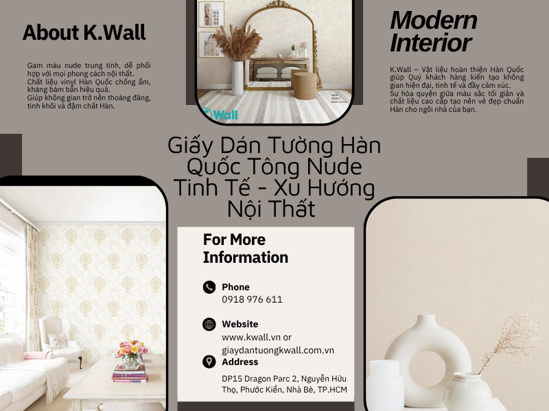 Giấy dán tường Hàn Quốc tông nude tinh tế