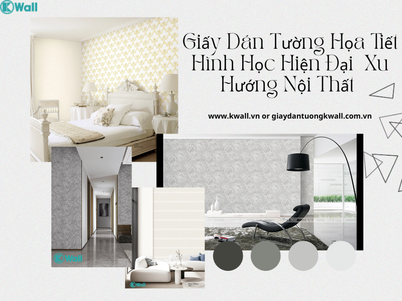 Giấy dán tường họa tiết  hình học hiện đại