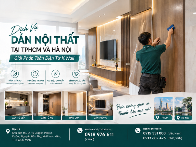 Dịch Vụ Dán Nội Thất Tại TPHCM Và Hà Nội Giải Pháp Toàn Diện Từ K.Wall – Vật Liệu Hoàn Thiện Hàn Quốc
