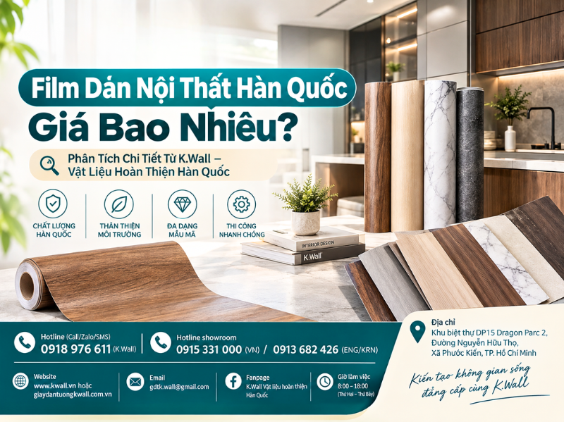 Film Dán Nội Thất Hàn Quốc Giá Bao Nhiêu? Phân Tích Chi Tiết Từ K.Wall – Vật Liệu Hoàn Thiện Hàn Quốc