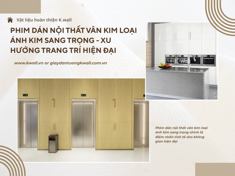 Phim dán nội thất vân kim loại ánh kim sang trọng