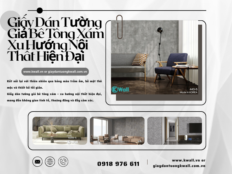 Giấy dán tường giả bê tông xám