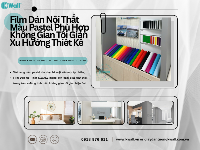 Film dán nội thất màu pastel phù hợp không gian tối giản