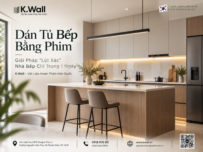 Dán Tủ Bếp Bằng Phim Giải Pháp Lột Xác Nhà Bếp Chỉ Trong 1 Ngày Từ K.Wall – Vật Liệu Hoàn Thiện Hàn Quốc