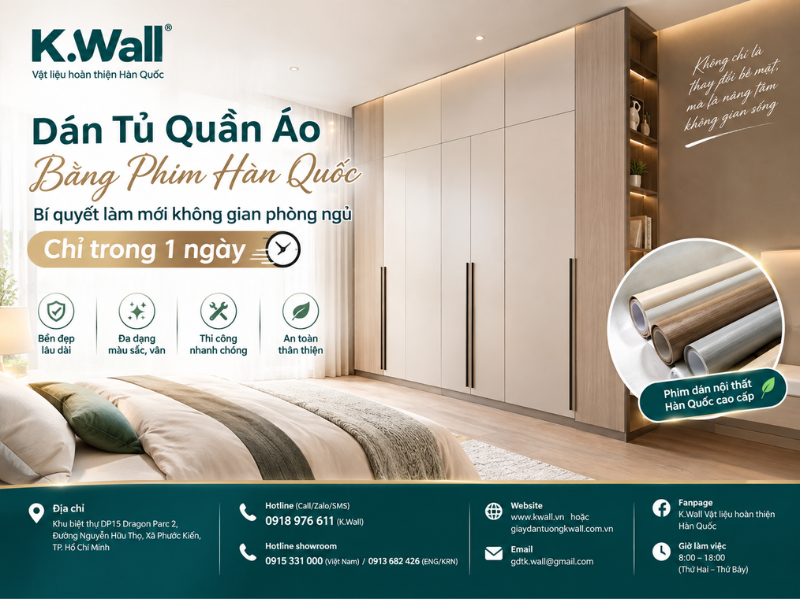 Dán Tủ Quần Áo Bằng Phim Hàn Quốc Bí Quyết Làm Mới Không Gian Phòng Ngủ Chỉ Trong 1 Ngày