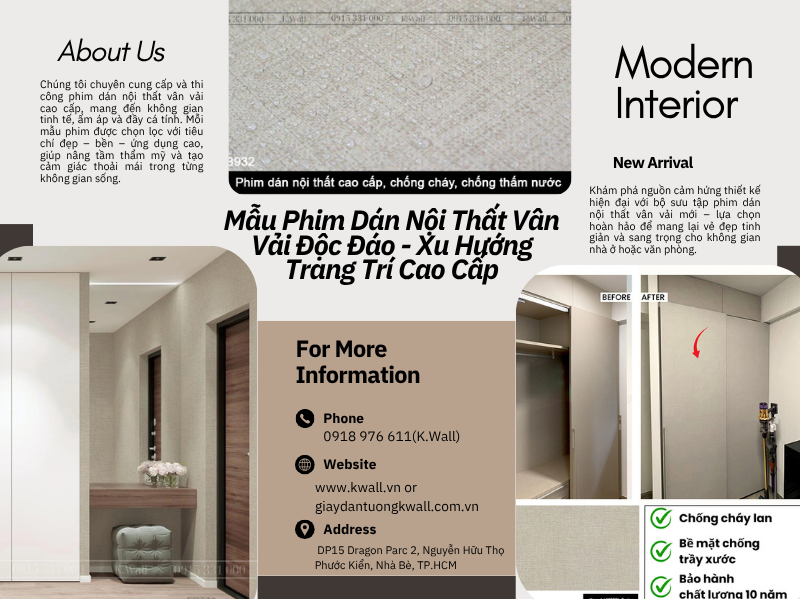 Mẫu phim dán nội thất vân vải độc đáo