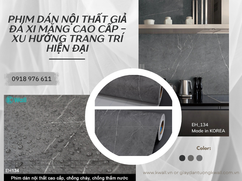 Phim dán nội thất giả đá xi măng cao cấp