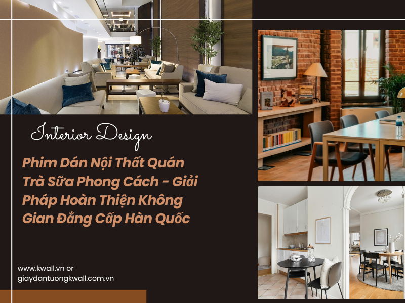 Phim dán nội thất quán trà sữa phong cách