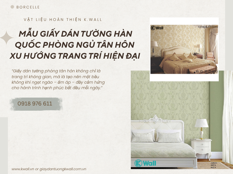 Mẫu giấy dán tường Hàn Quốc phòng ngủ tân hôn