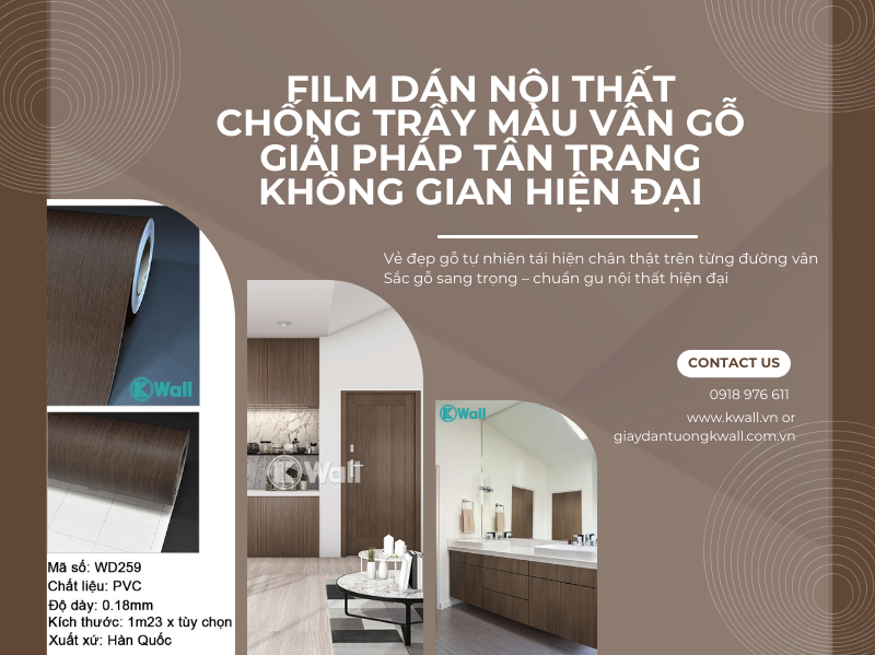 Film dán nội thất chống trầy màu vân gỗ