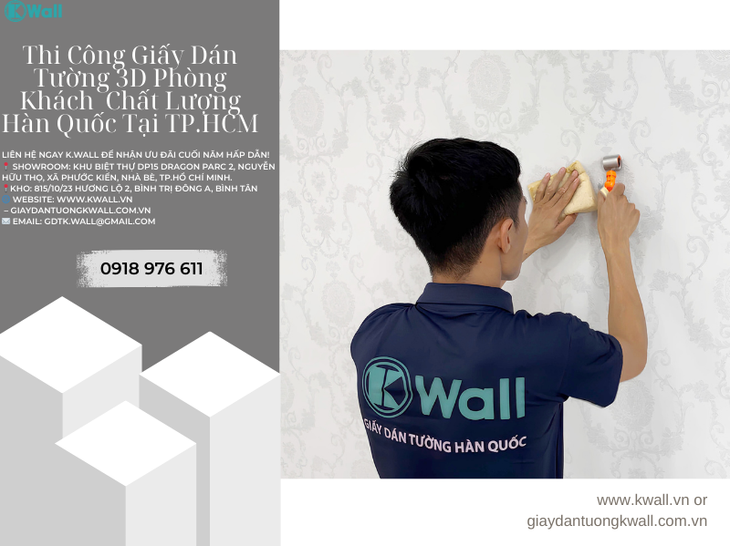 Thi công giấy dán tường 3D phòng khách giá rẻ tại  HCM